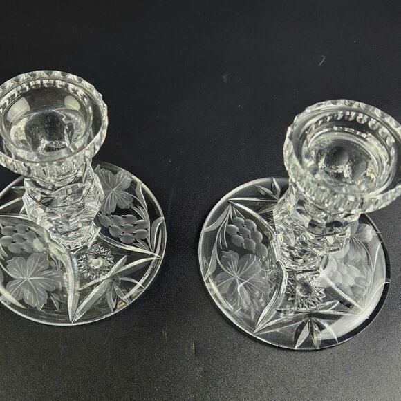 Vintage - Set of 2 - Stunning Crystal Candlestick Holder - Picture 4 of 9